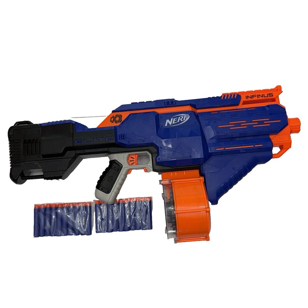 Nerf N-Strike Elite Infinus Motorized Blaster 25 Drum 20 Darts EUC